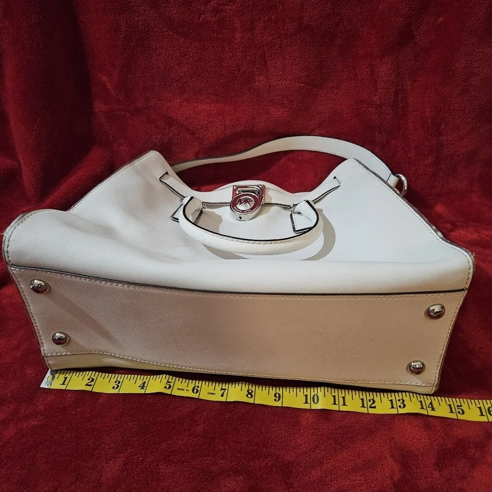 Michael Kors Large Hamilton Leather Vanilla/White Satchel